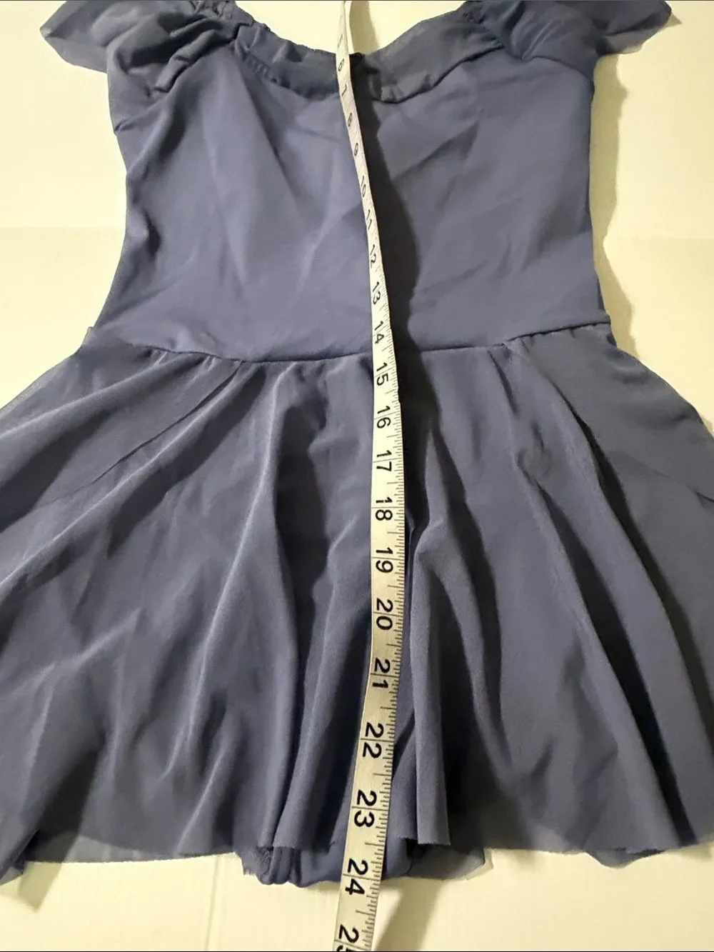 WEISSMAN Balera Dance Costume blue Off The Shoulder Mesh Dress D10690 SA adult
